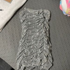 Zara silver sequin body on dress